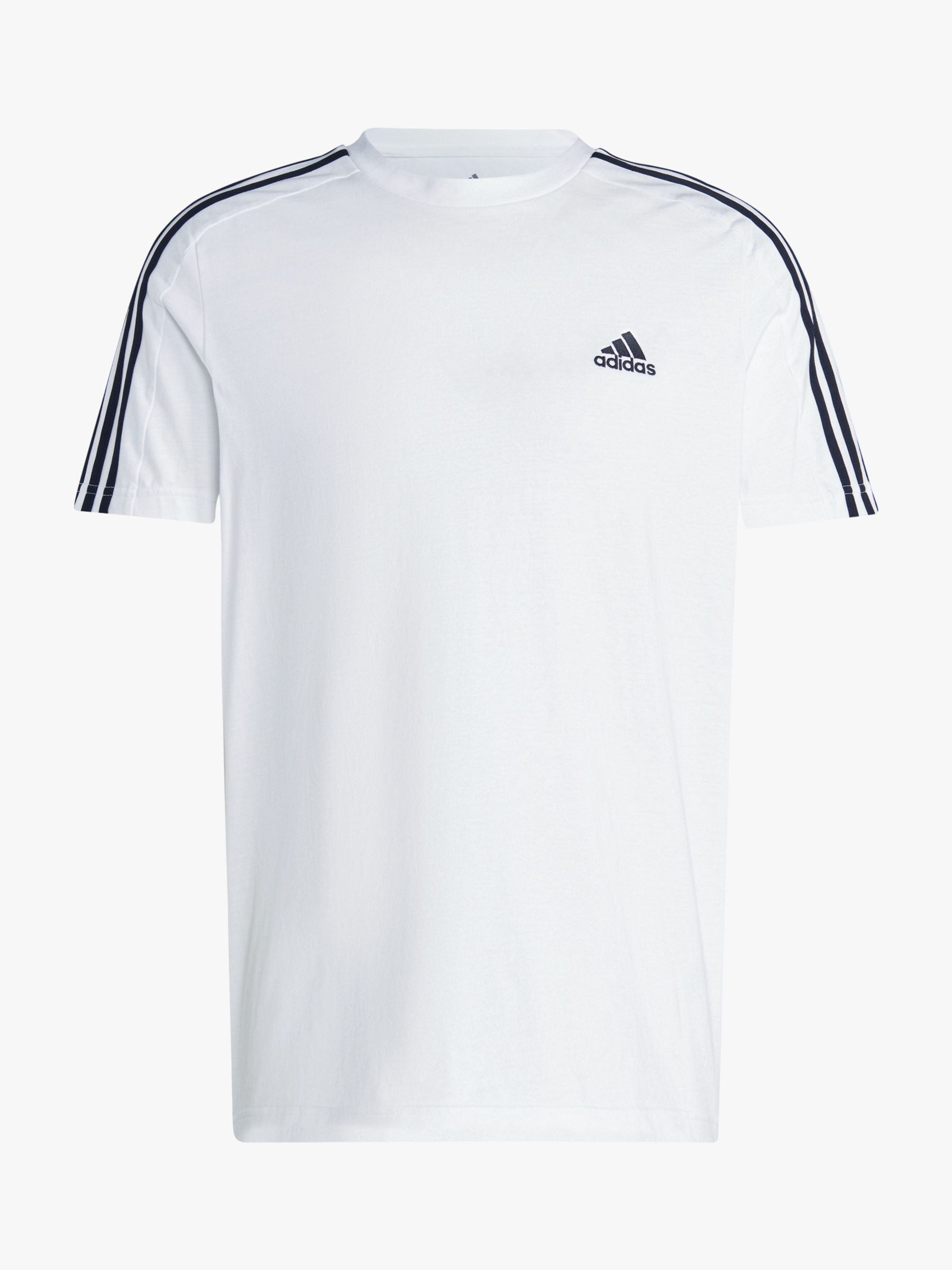 adidas Essentials 3-Stripes T-Shirt, White/Black, S