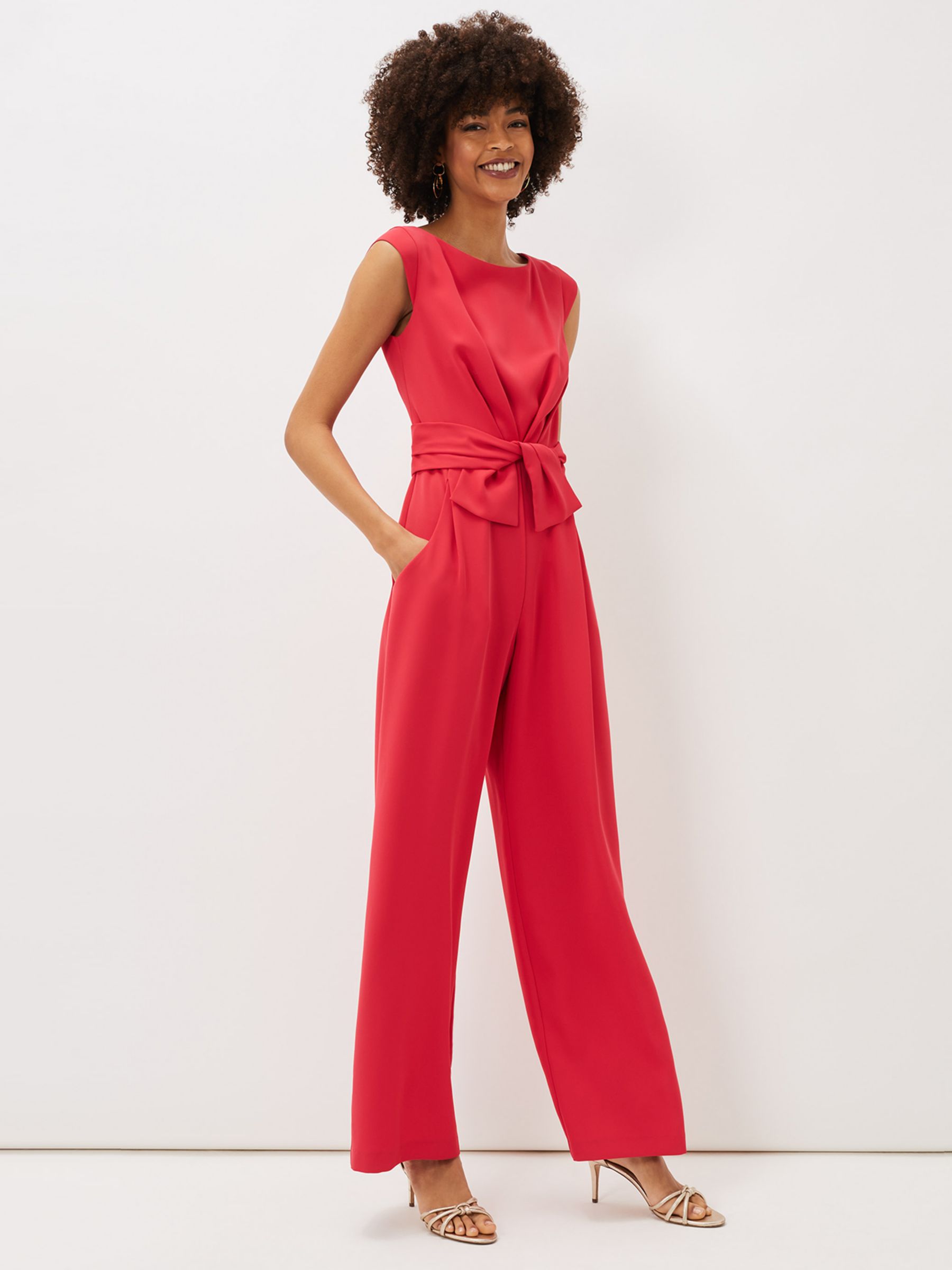 Phase Eight Janey Knot Front Jumpsuit, Coral at John Lewis & Partners