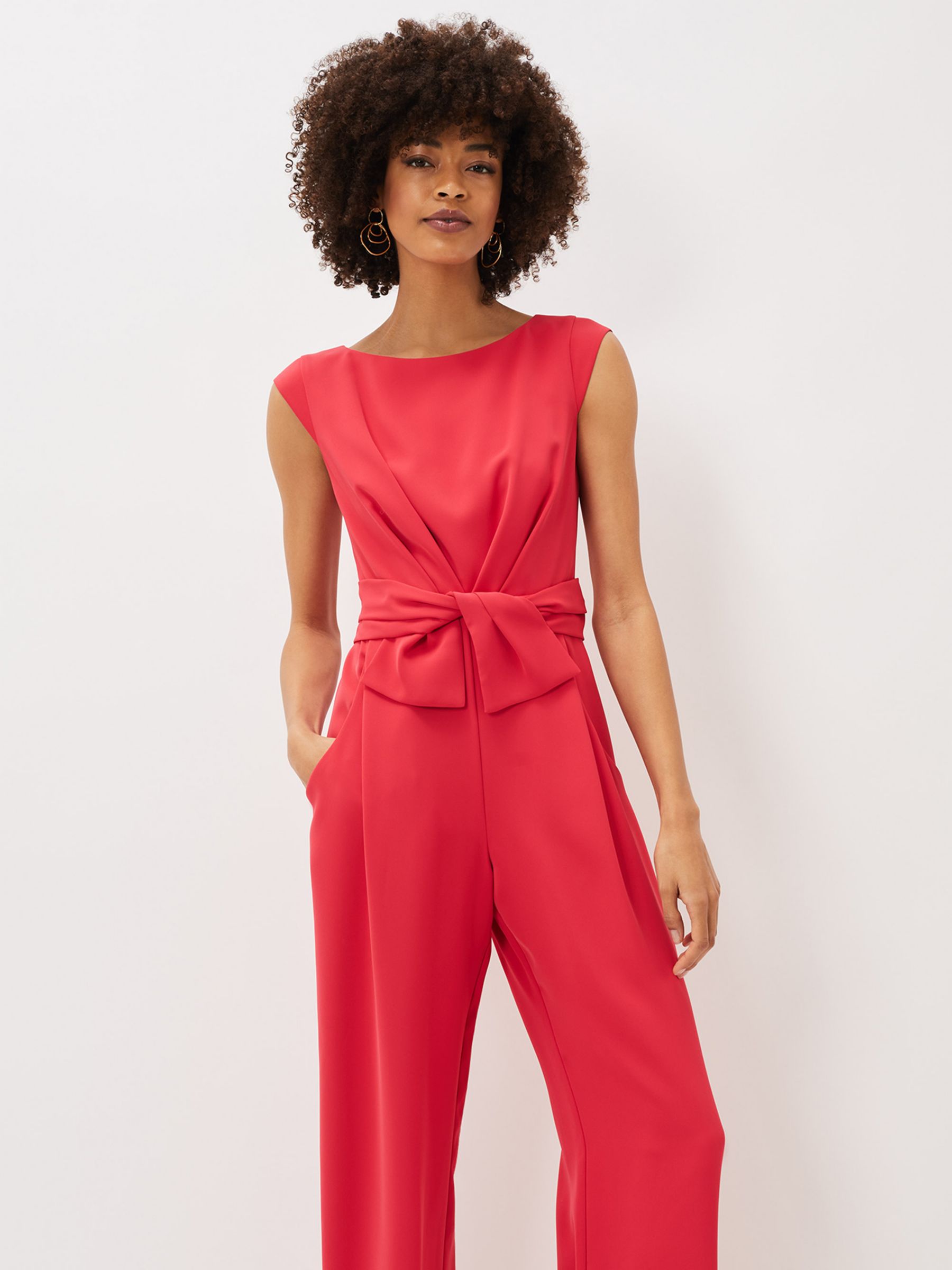 Phase Eight Janey Knot Front Jumpsuit, Coral at John Lewis & Partners