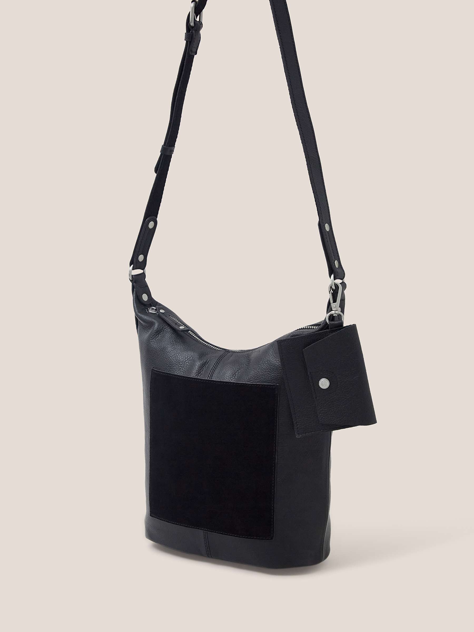 Buy White Stuff Fern Leather Cross Body Bag, Pure Black Online at johnlewis.com