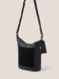 White Stuff Fern Leather Cross Body Bag, Pure Black