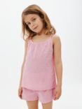 John Lewis Kids' Dobby Spot Swing Short Pyjamas, Pink Coral