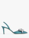 SJP by Sarah Jessica Parker Emanuel Satin Sparkle Bow Slingback Court Shoes, Forest