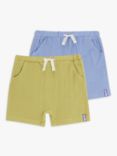 John Lewis Baby Plain Muslin Shorts, Pack of 2, Ochre/Blue