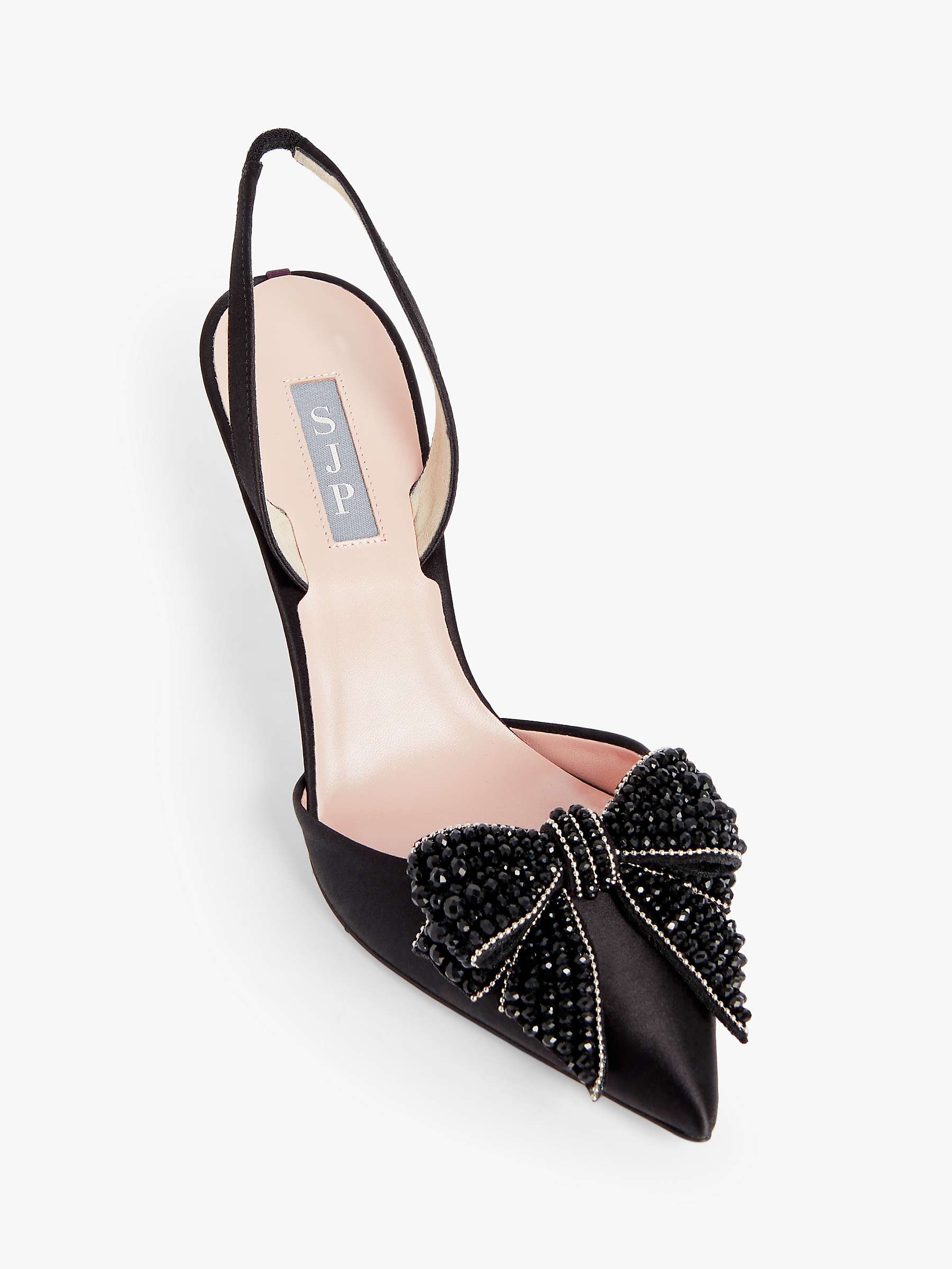 Buy SJP by Sarah Jessica Parker Marya Satin Sparkle Bow Slingback Court Shoes, Black Online at johnlewis.com