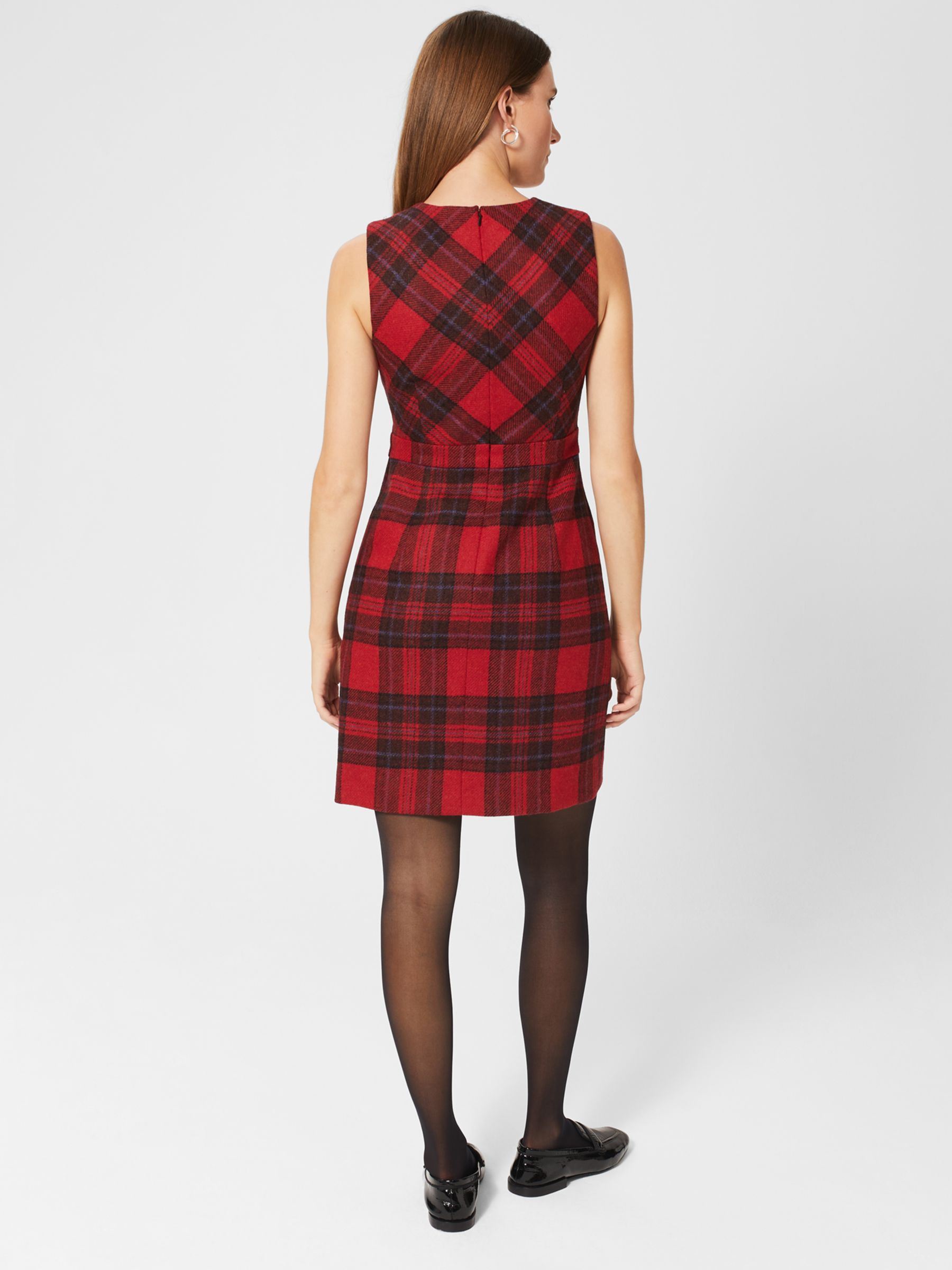 Buy Hobbs Melanie British Tweed A Line Dress, Black/Red Online at johnlewis.com