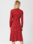 Hobbs Anoushka Confetti Print Midi Dress, Red/Multi
