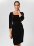 Hobbs Josie Velvet Mini Dress, Black, Black