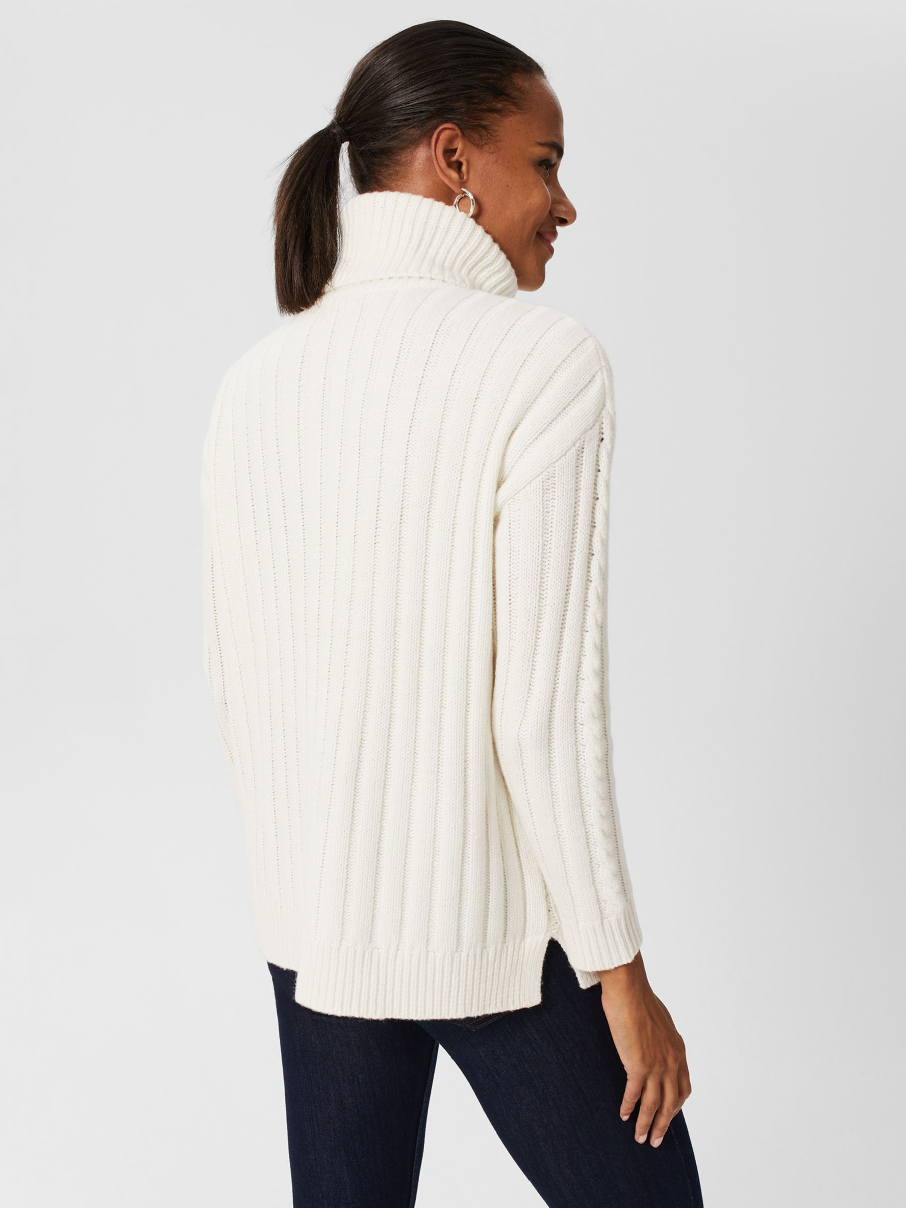 Hobbs Lana Roll Neck Knitted Jumper, Ivory at John Lewis & Partners