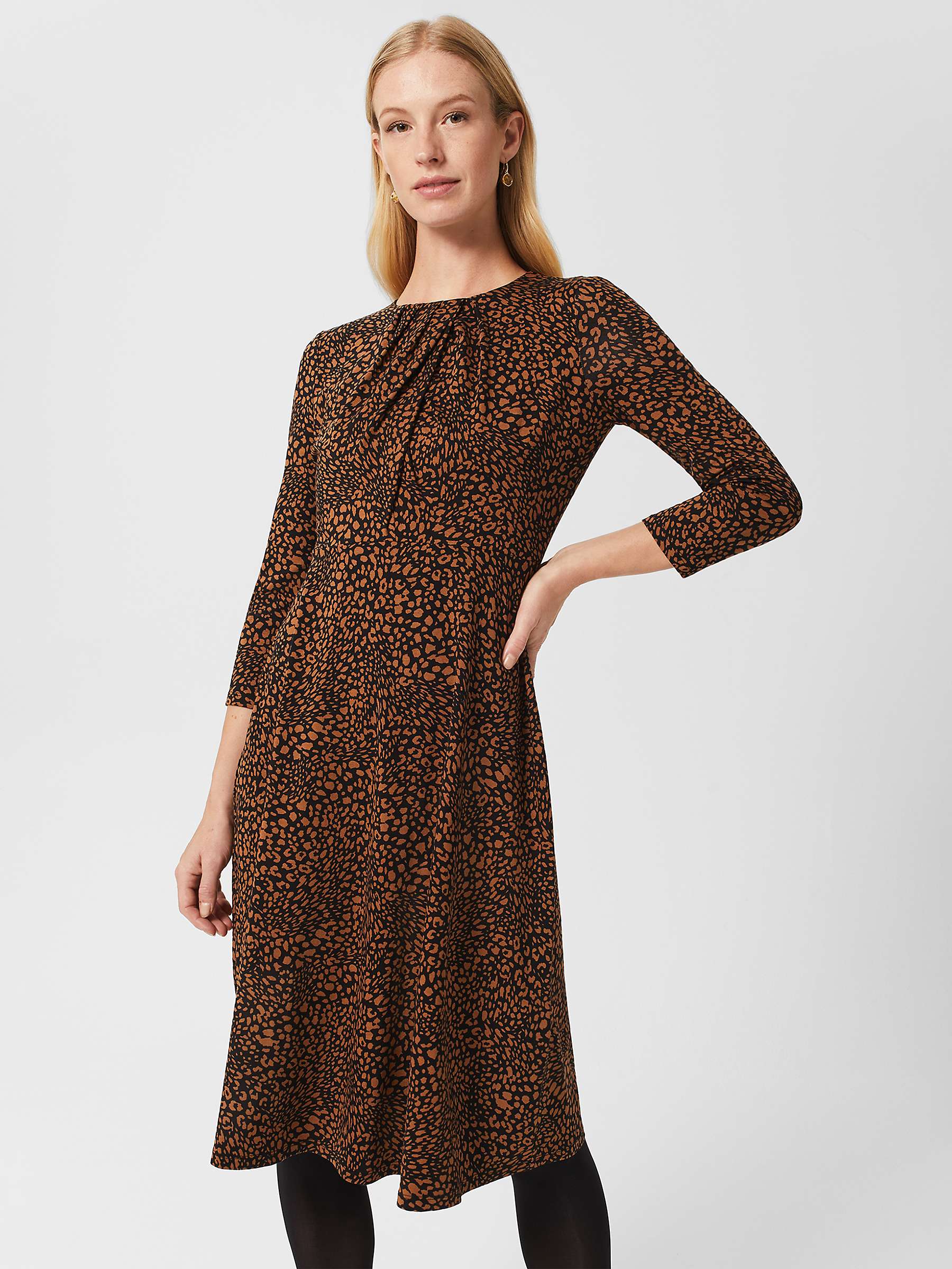 Buy Hobbs Anital Animal Knee Length Dress, Black/Multi Online at johnlewis.com