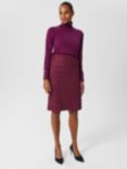 Hobbs Petite Daphne Herringbone Tweed Skirt, Purple