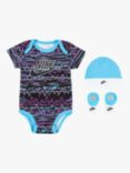 Nike Baby Graphic Logo Bodysuit, Hat & Booties, 3 Piece Set, Black