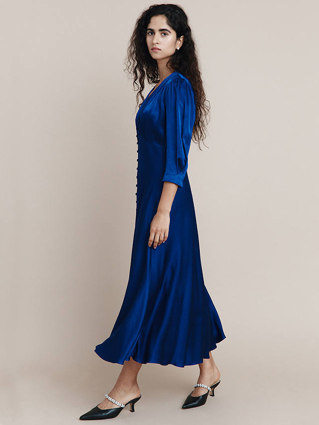 Ghost Madison Satin Maxi Dress, Dark Blue
