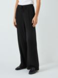 John Lewis Crepe Wide Leg Trousers, Black