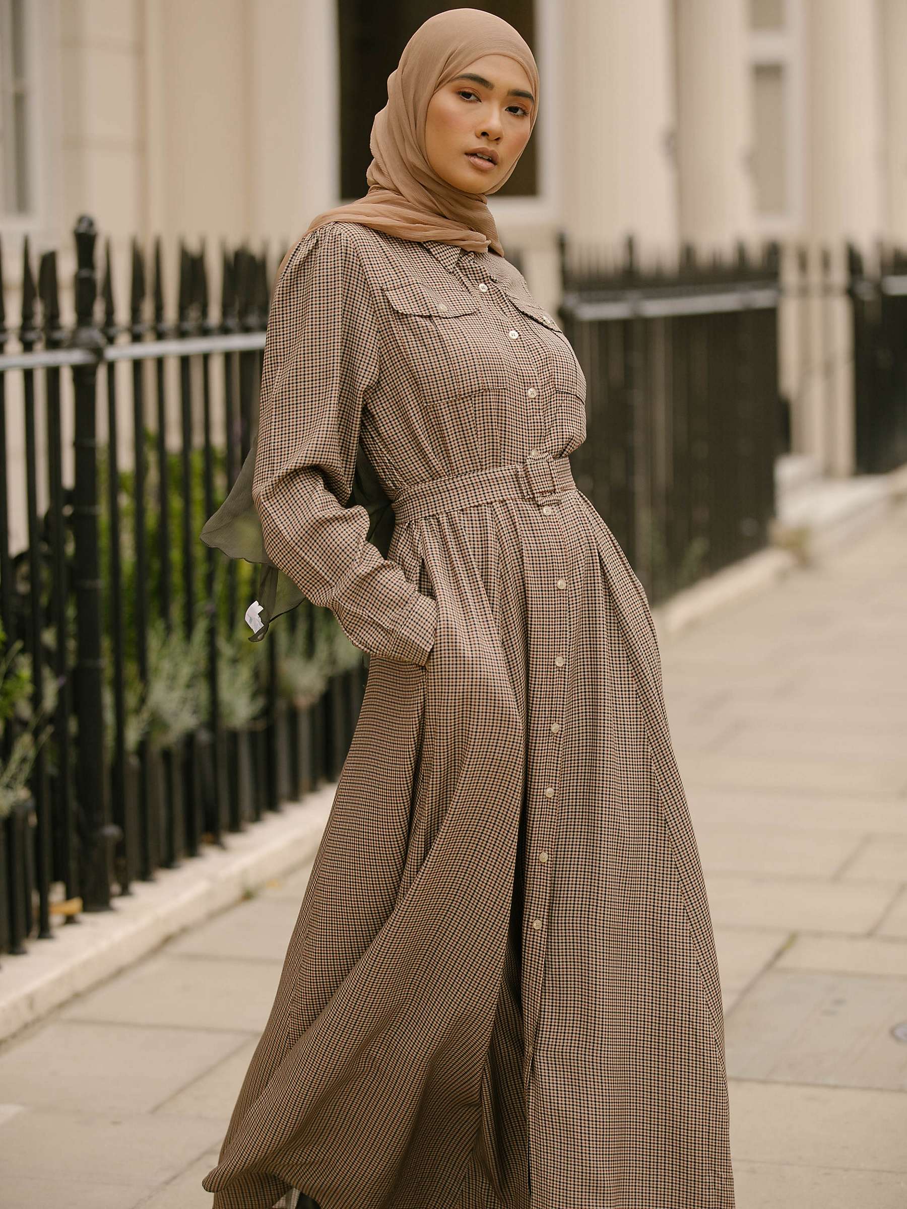 Buy Aab Utility Houndstooth Check Maxi Dress, Multi Online at johnlewis.com