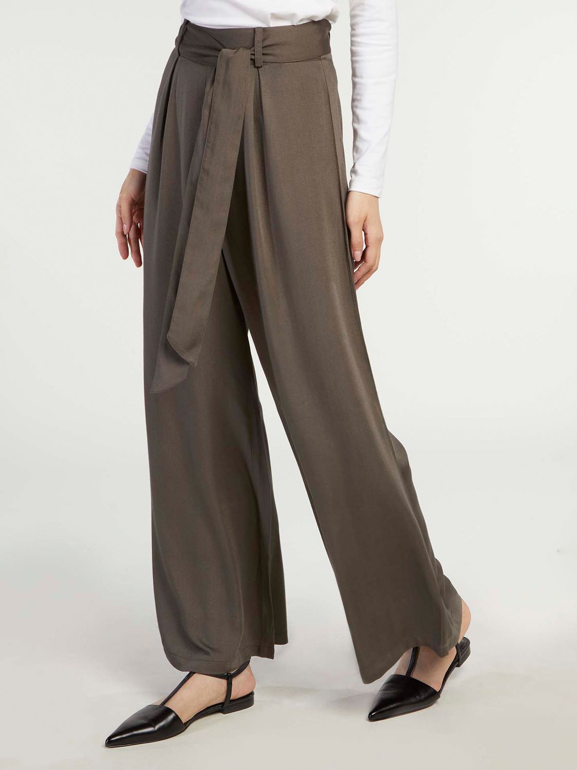 Aab Twill Flare Trousers, Green at John Lewis & Partners