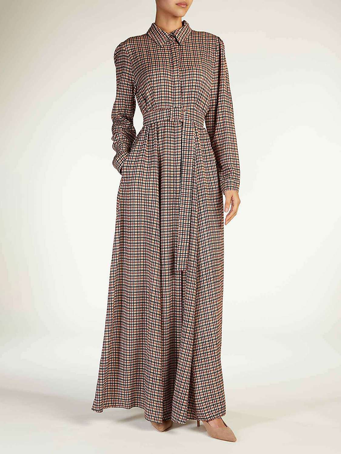 Buy Aab Mico Plaid Houndstooth Check Maxi Dress, Multi Online at johnlewis.com