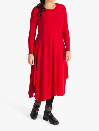 chesca Panelled Jersey Drape Midi Dress, Scarlet