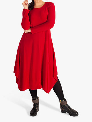 chesca Panelled Jersey Drape Midi Dress, Scarlet