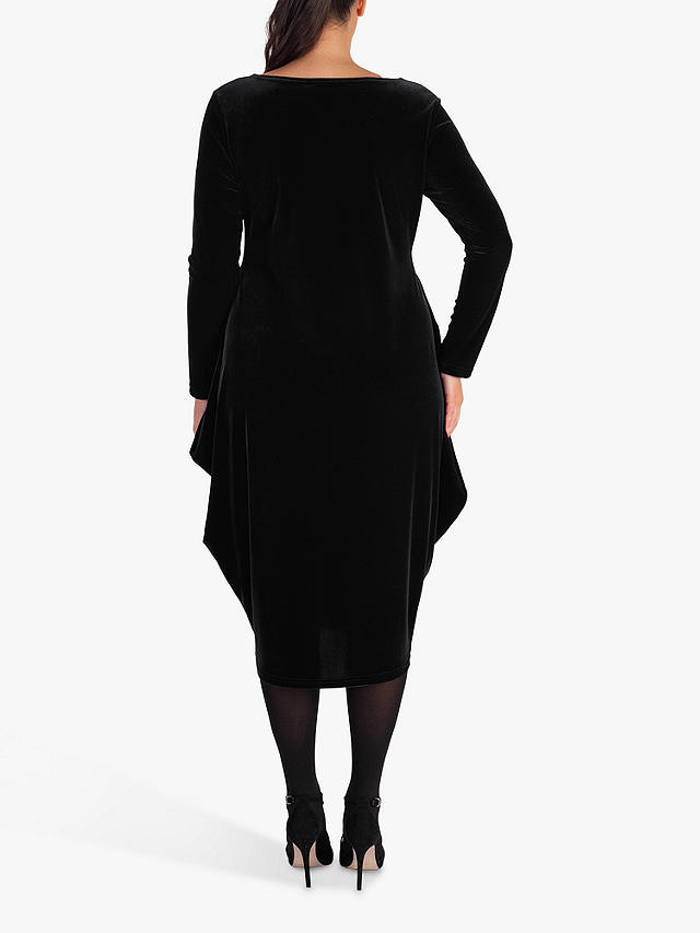 chesca Stretch Velvet Drape Dress, Black at John Lewis & Partners