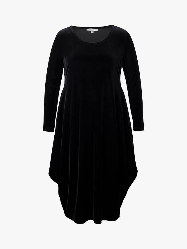 chesca Stretch Velvet Drape Dress, Black at John Lewis & Partners