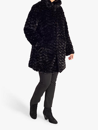 chesca Faux Fur Reversible Coat, Black