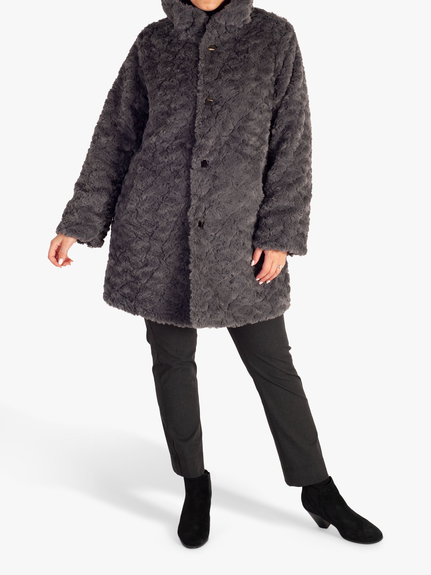 chesca Faux Fur Reversible Coat, Grey at John Lewis & Partners