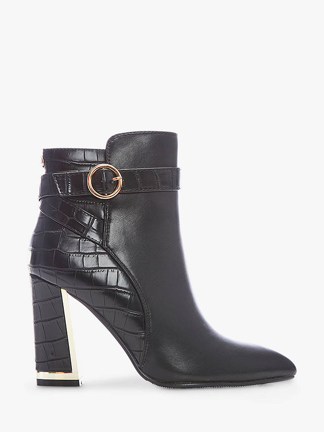Moda in Pelle Kirsten Leather Croc Ankle Boots, Black