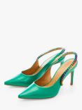 Moda in Pelle Divah Leather Embellished Slingback Court Shoes, Green