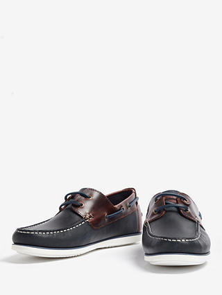 Barbour Wake Leather Boat Shoes, Navy