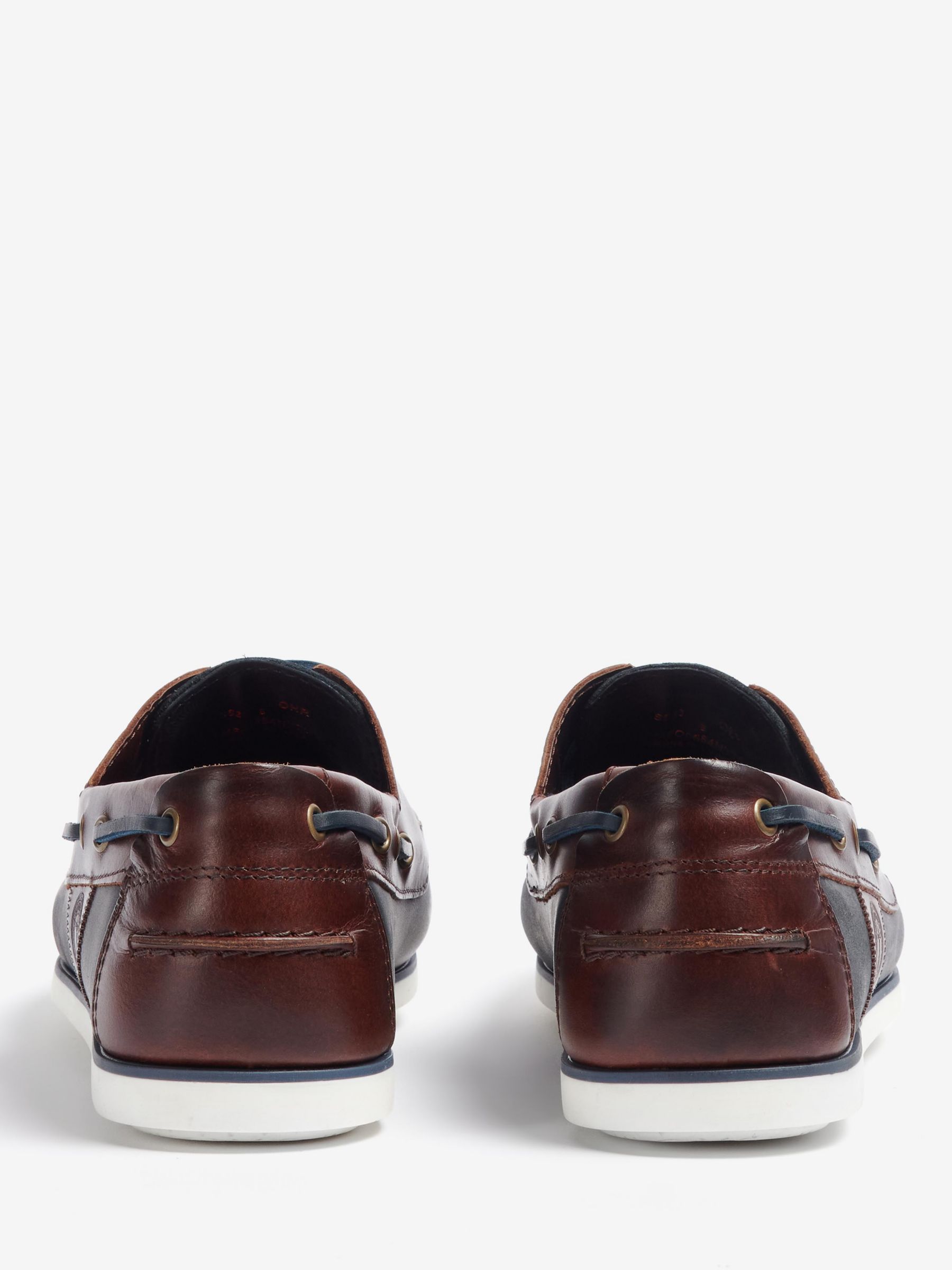 Barbour Wake Leather Boat Shoes, Navy at John Lewis & Partners