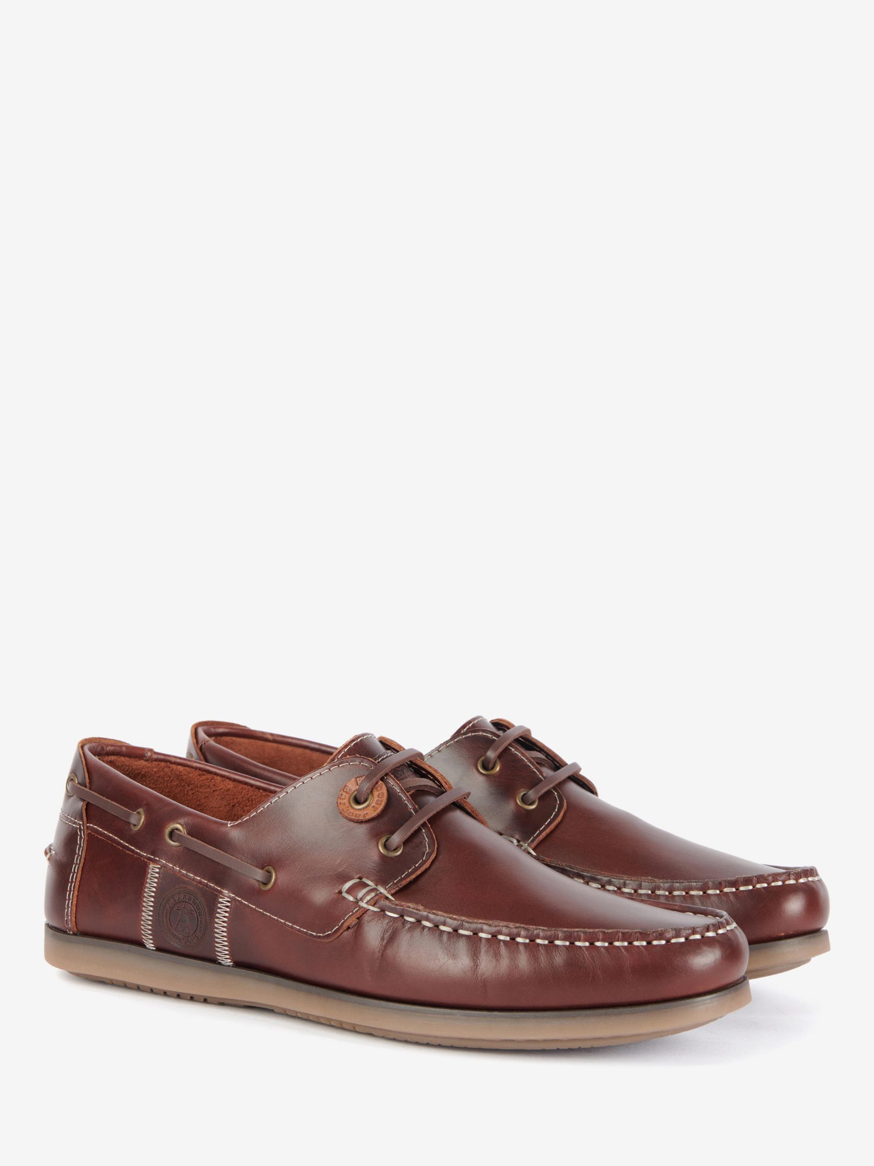 Barbour Wake Leather Boat Shoes, Mahogany, 7