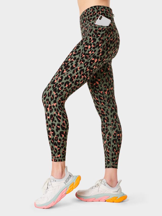 Sweaty Betty Leopard Print 7 8 Leggings Green XXS