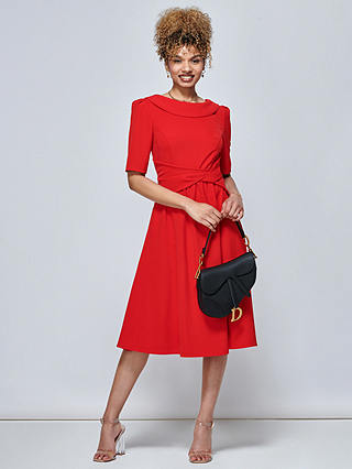 Jolie Moi Beckie Fold Neck Dress, Red