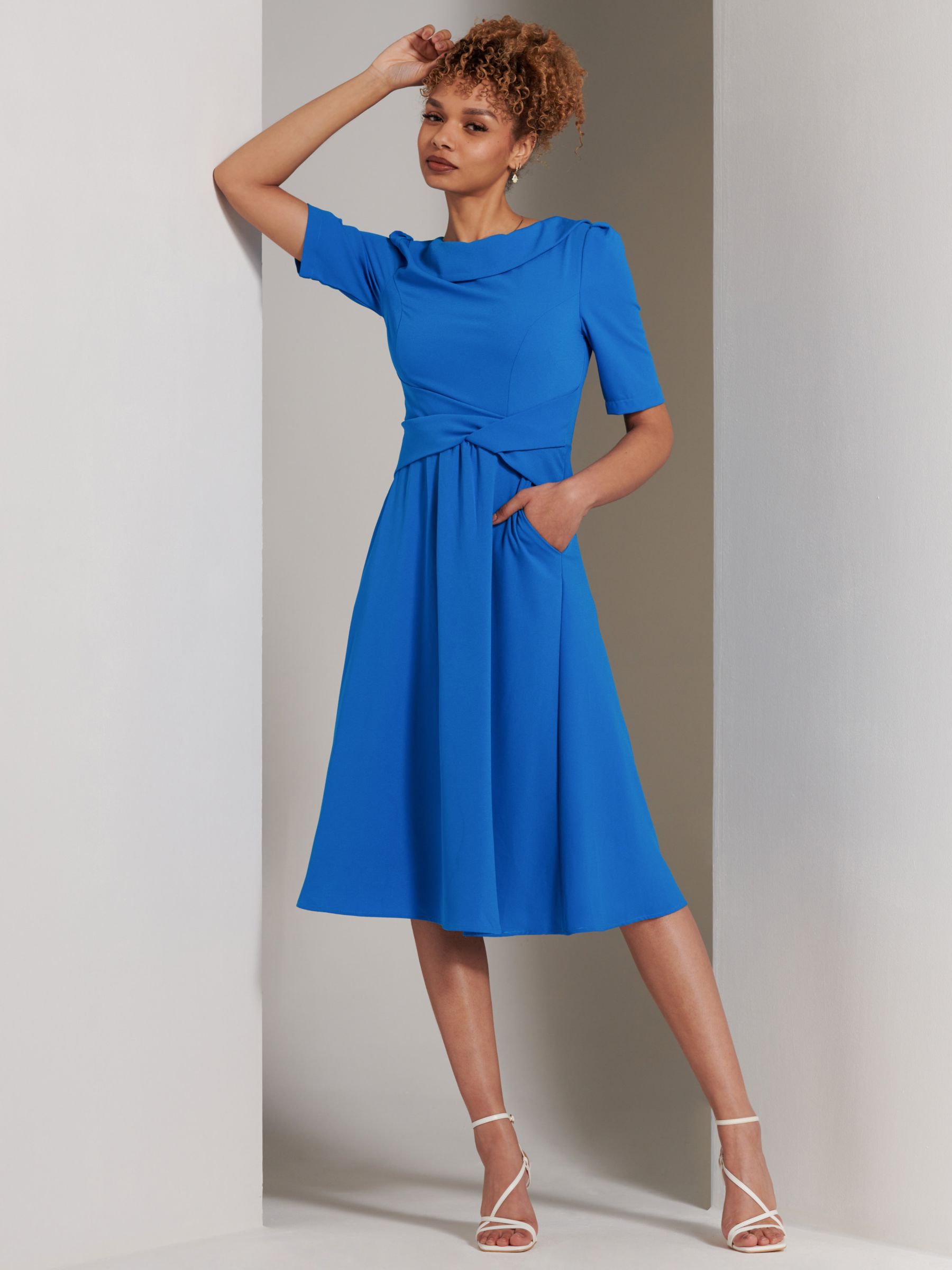 Buy Jolie Moi Sharon Flared Midi Dress, Blue Online at johnlewis.com