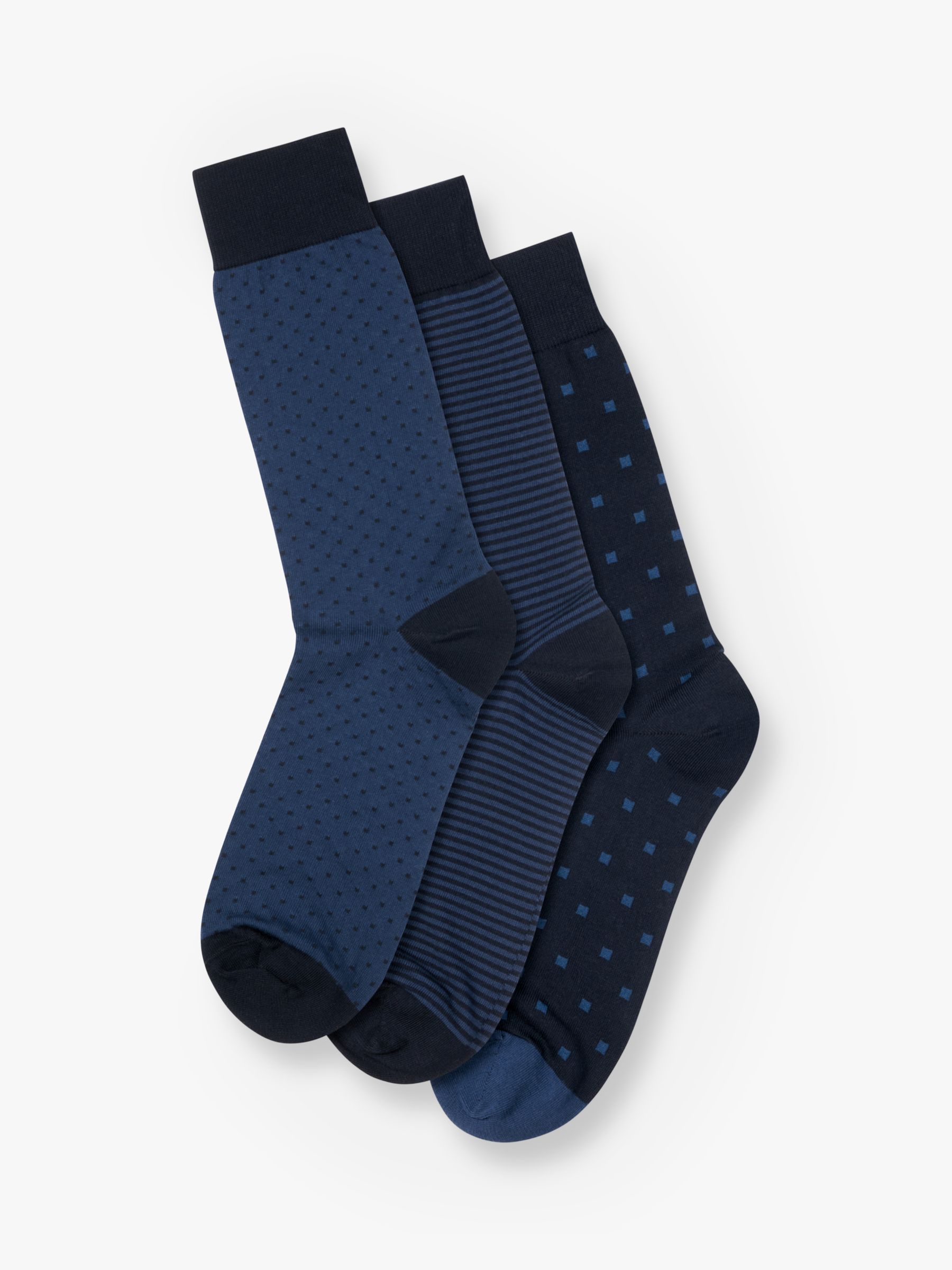 Buy Charles Tyrwhitt Cotton Rich Socks, Pack of 3, Navy/Multi Online at johnlewis.com
