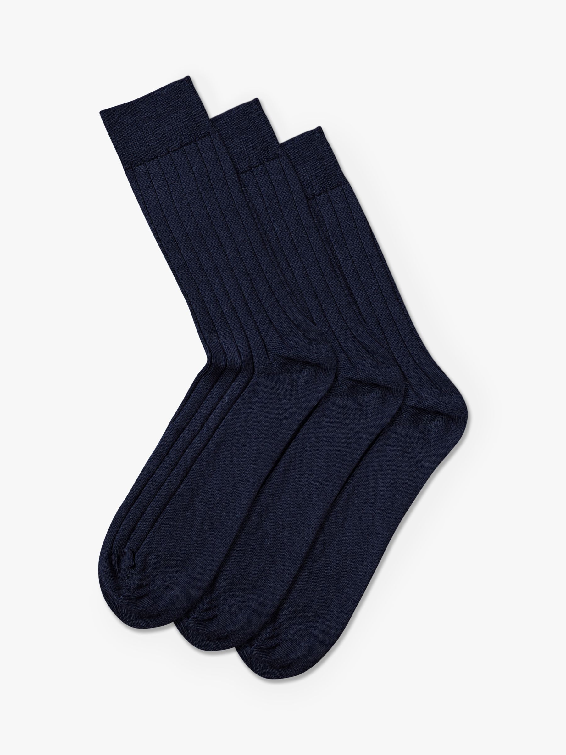 Charles Tyrwhitt Wool Rich Socks, Pack of 3, Denim Blue at John Lewis ...