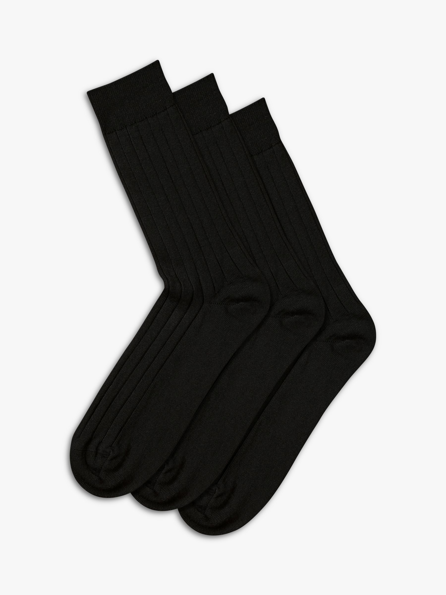 Charles Tyrwhitt Wool Rich Socks, Pack of 3, Black, M