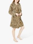 Yumi Leopard Print Robe, Brown