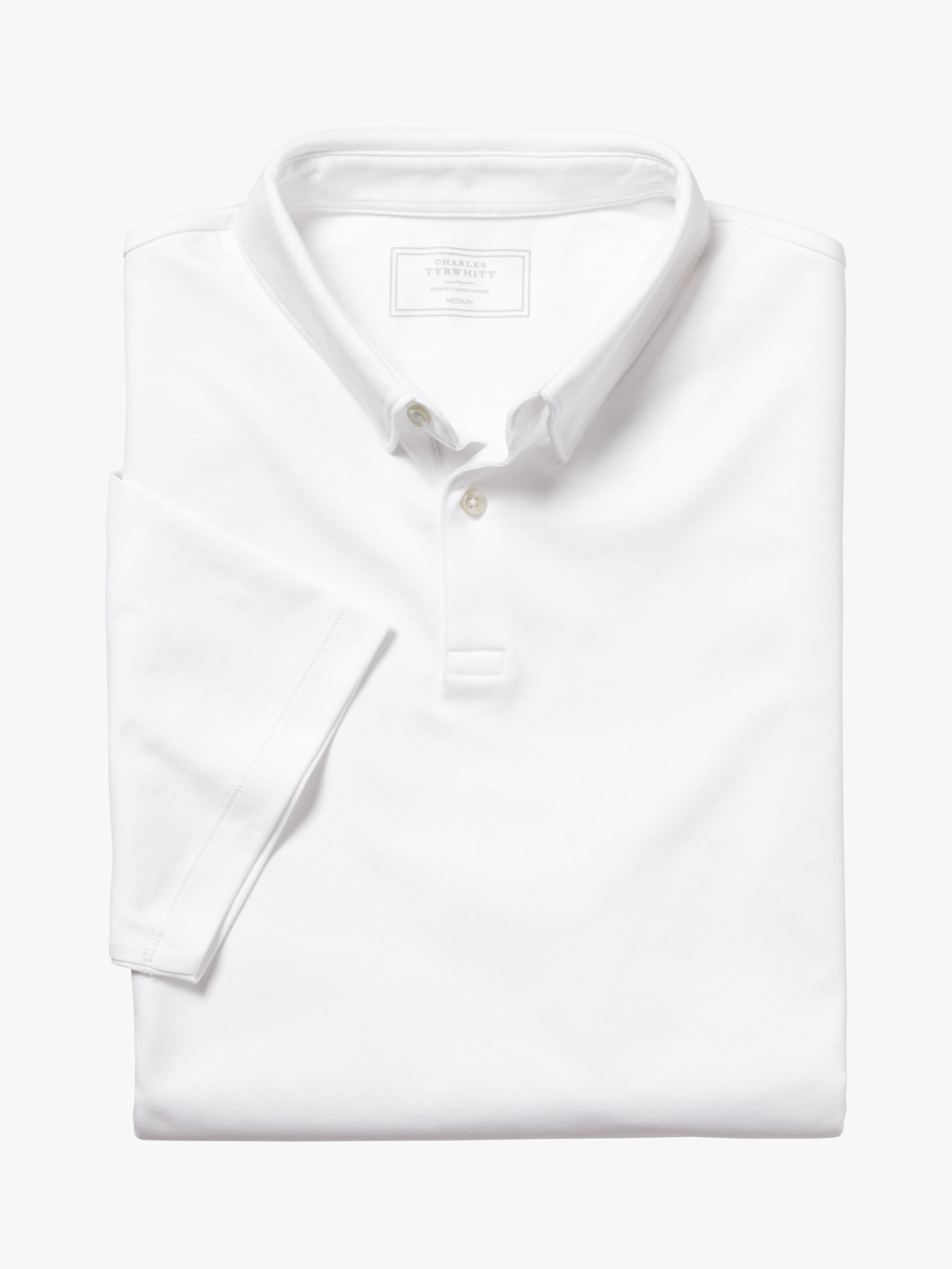 Charles Tyrwhitt Smart Jersey Short Sleeve Polo, White, M