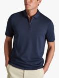 Charles Tyrwhitt Zip Neck Jersey Polo Shirt, Navy