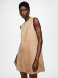 Mango Faux Suede A-Line Mini Dress, Beige