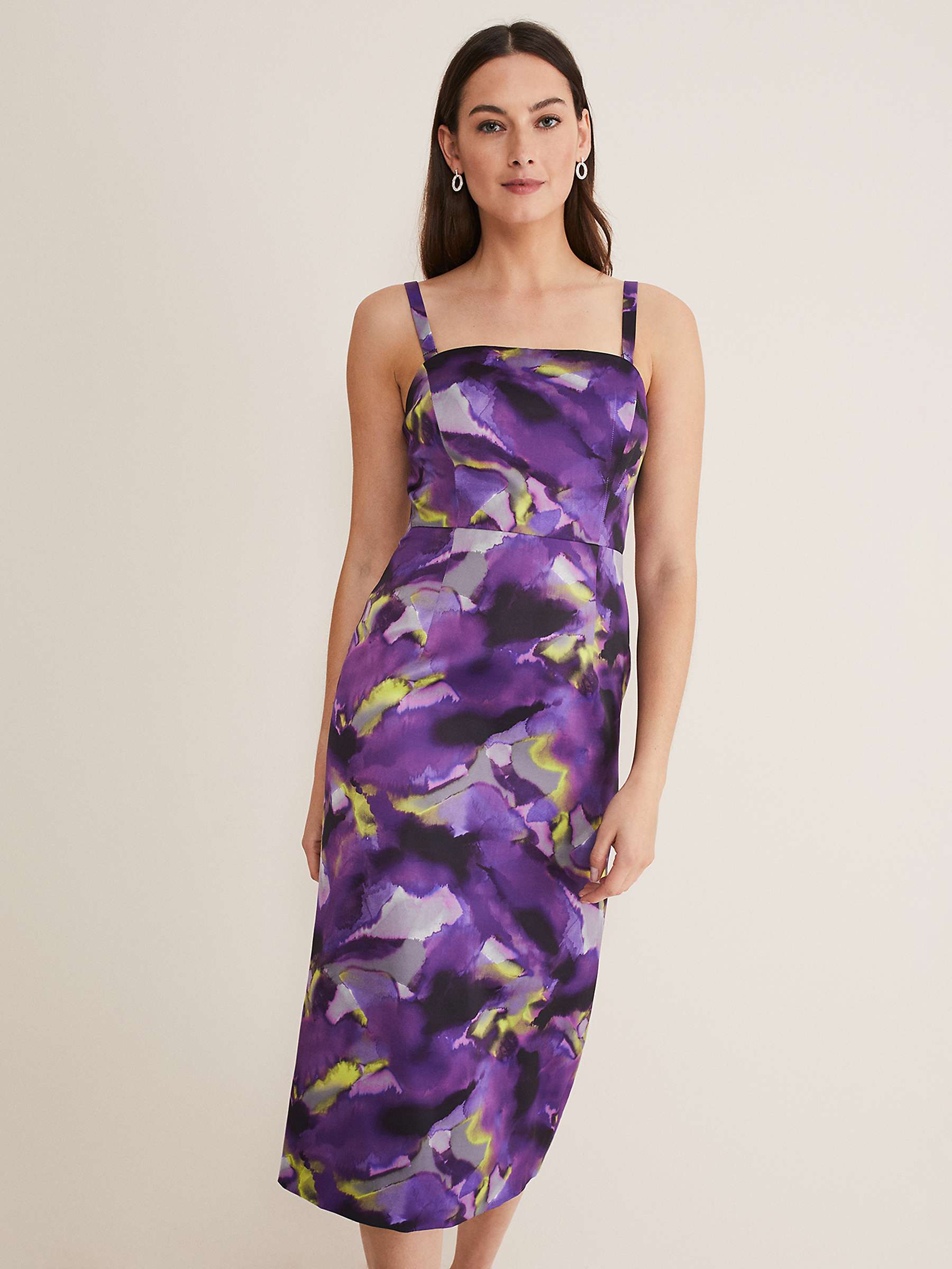 Buy Phase Eight Adelita Abstract Print Midi Dress, Purple/Multi Online at johnlewis.com