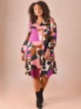 Live Unlimited Curve Block Print V-Neck Tunic Dress, Purple/Multi