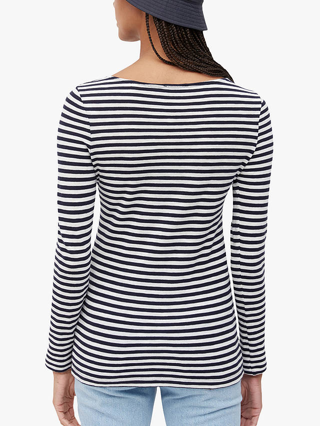 Marc O'Polo Striped Boat Neck Cotton T-Shirt, Blue