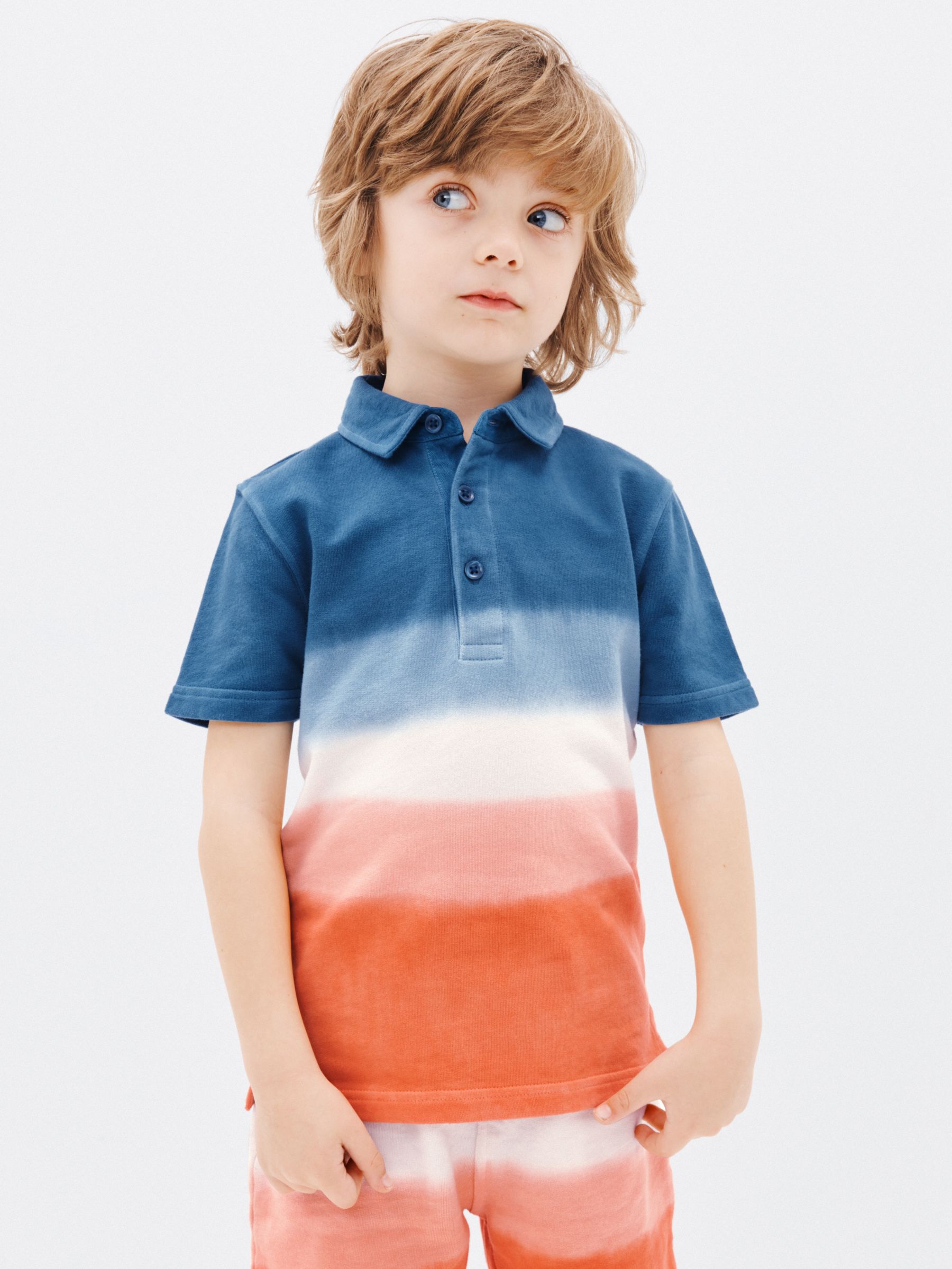 John Lewis Kids' Dip Dye Polo Shirt, Multi, 2 years