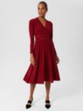 Hobbs Leslie Jersey Midi Dress, Deep Red