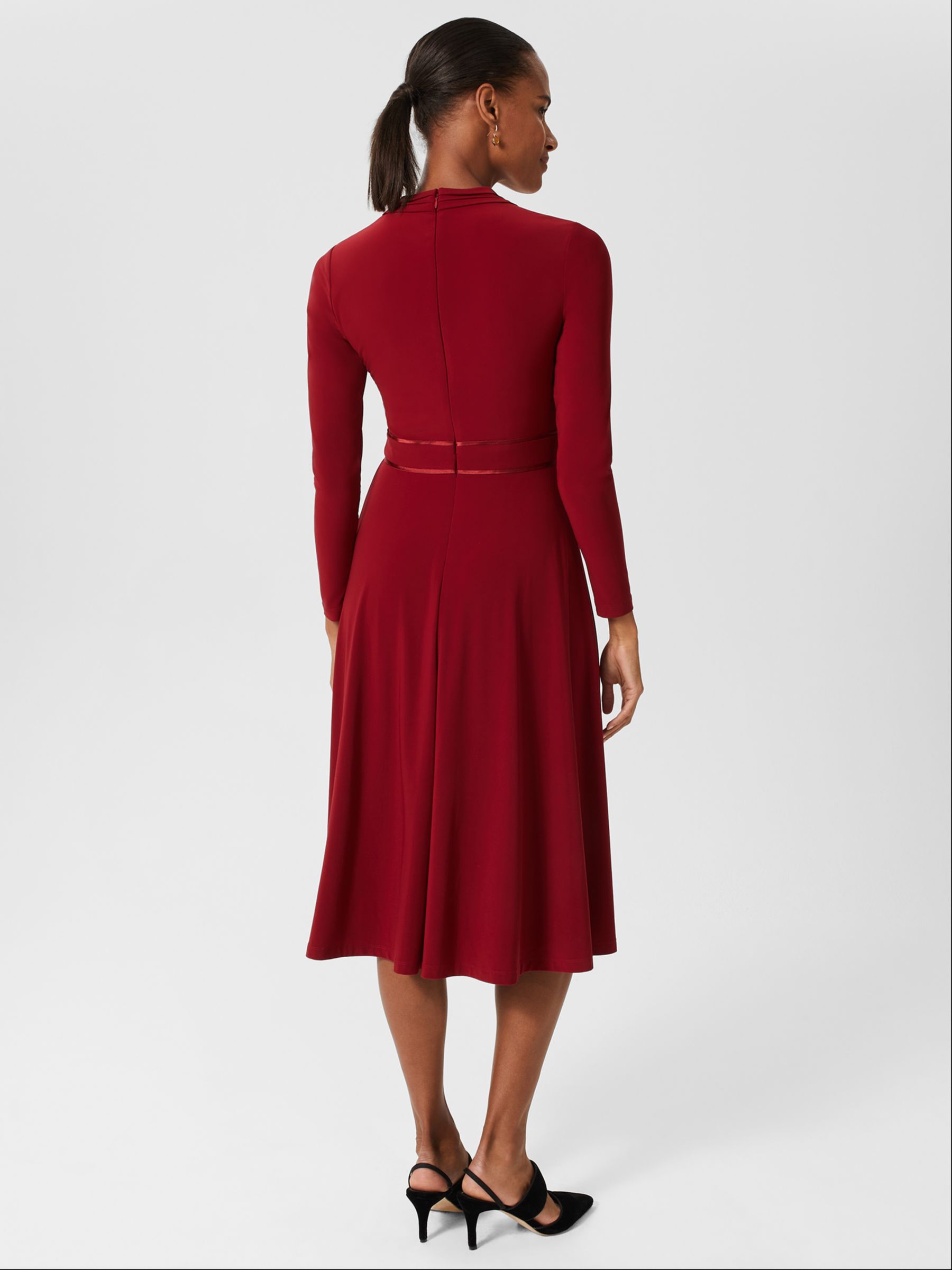 Hobbs Leslie Jersey Midi Dress, Deep Red at John Lewis & Partners