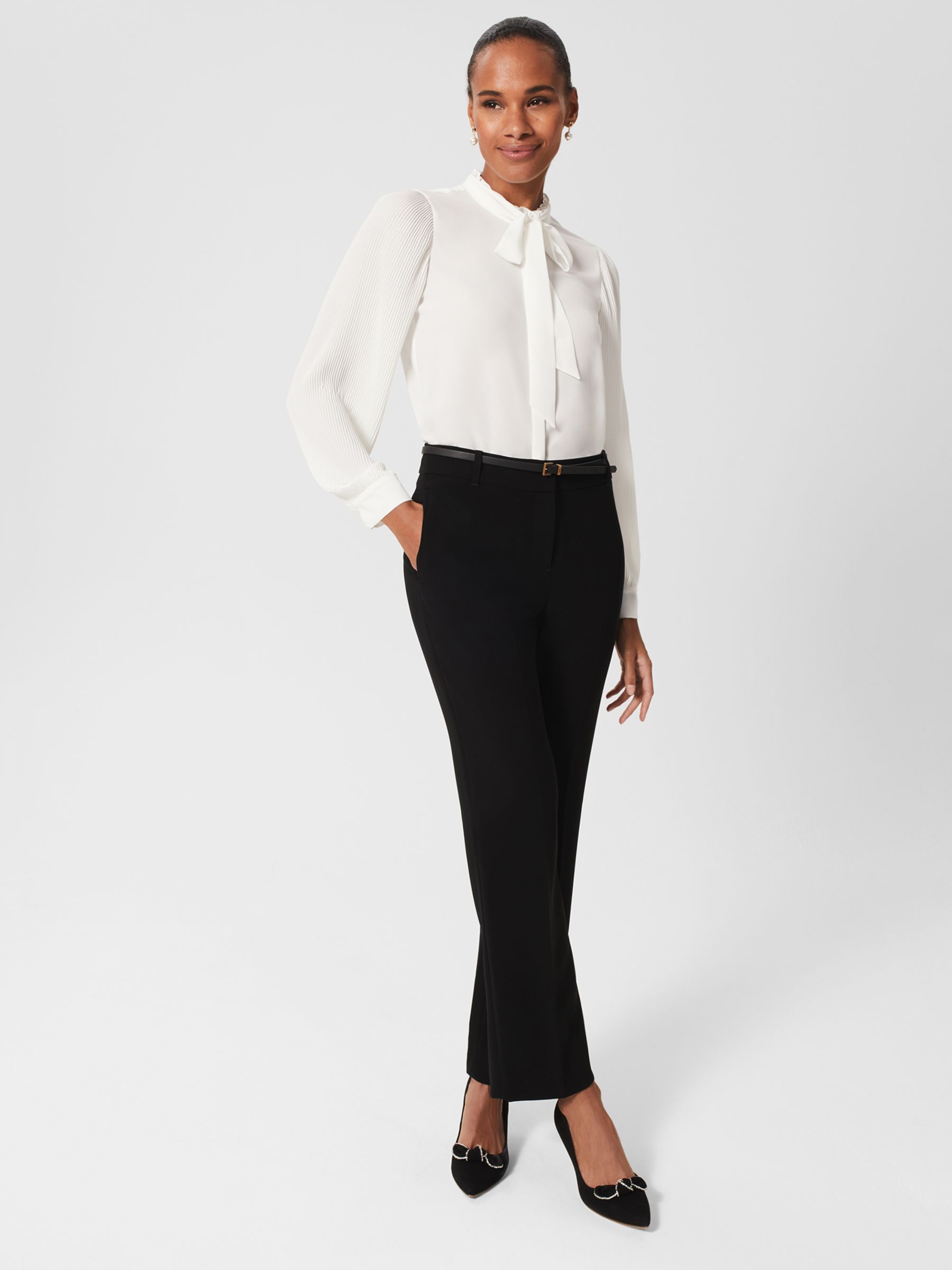 Hobbs Maya Tie Neck Blouse, Ivory at John Lewis & Partners