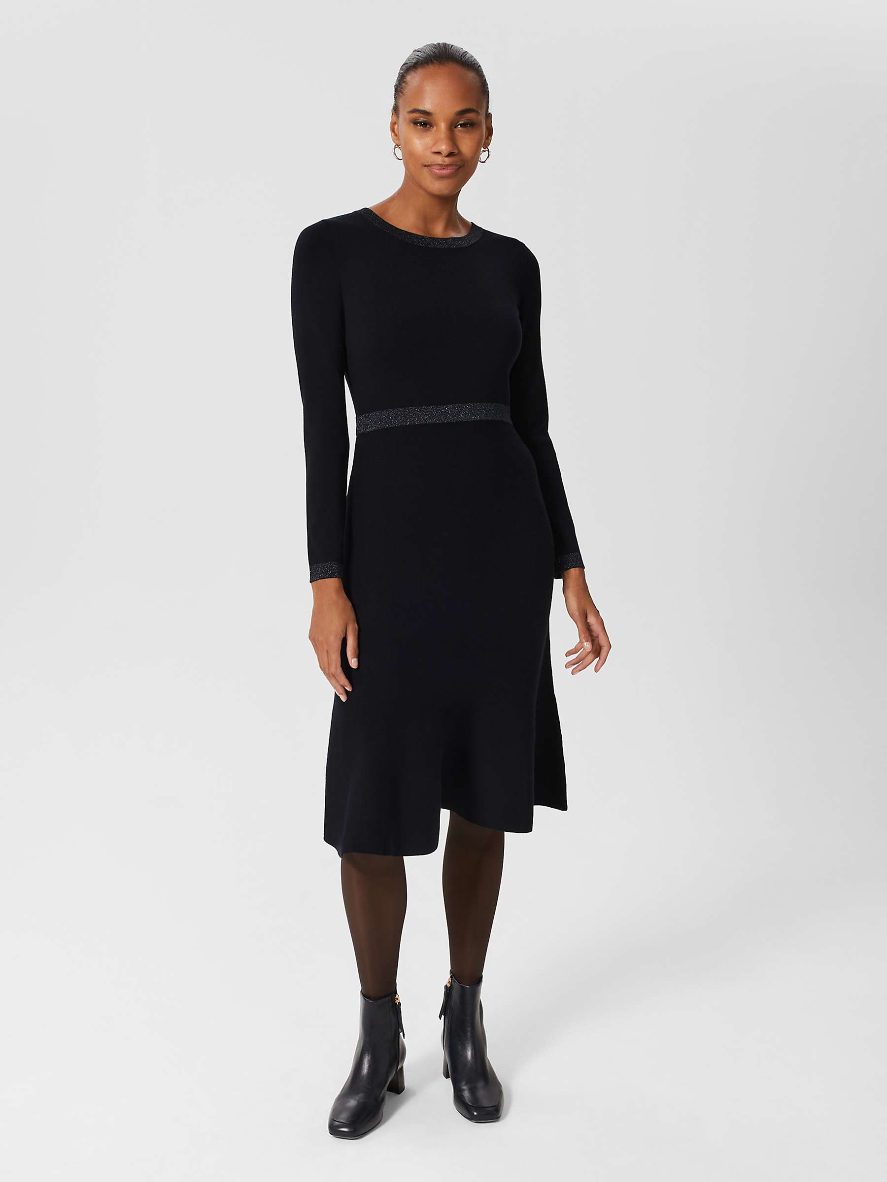 Buy Hobbs Cleo Knitted Midi Dress, Navy Online at johnlewis.com